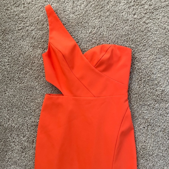 Aidan by Aidan Mattox orange cutout column gown - Picture 9 of 14